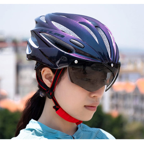 Cycling Bicycle Helmet MTB Road Bike Helmet with Magnetic Goggles Lens & Sunvisor Ultralight