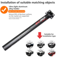 Full Carbon Fiber Bicycle Seatpost MTB Road Mountain Bike Seat Post Seat Tube 27.2/30.8/31.6*350/400mm