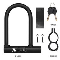 Cycling Bicycle U Shape Lock MTB Road Bike Cable Lock w/ 2 Keys Bracket Motorcycle Scooter E-Bike Lock Anti-theft Safety