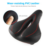 Leather MTB Road Bike Saddle Bicycle Seats Cushion With Tail Lights Warning Light Soft Comfortable Shockproof Breathable