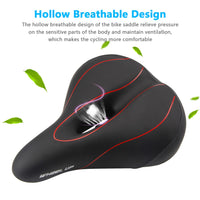 Leather MTB Road Bike Saddle Bicycle Seats Cushion With Tail Lights Warning Light Soft Comfortable Shockproof Breathable