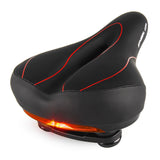 Leather MTB Road Bike Saddle Bicycle Seats Cushion With Tail Lights Warning Light Soft Comfortable Shockproof Breathable