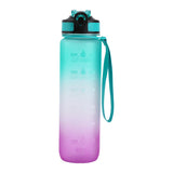 1L Portable Sports Water Bottle with Straw Fitness Cycling Bike Gym Travel Drinking Water Bottle Cup Jug with Time Marker