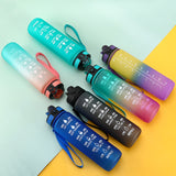 1L Portable Sports Water Bottle with Straw Fitness Cycling Bike Gym Travel Drinking Water Bottle Cup Jug with Time Marker