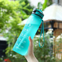 1L Portable Sports Water Bottle with Straw Fitness Cycling Bike Gym Travel Drinking Water Bottle Cup Jug with Time Marker