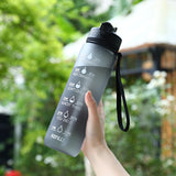 1L Portable Sports Water Bottle with Straw Fitness Cycling Bike Gym Travel Drinking Water Bottle Cup Jug with Time Marker