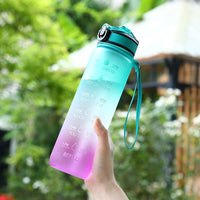 1L Portable Sports Water Bottle with Straw Fitness Cycling Bike Gym Travel Drinking Water Bottle Cup Jug with Time Marker