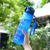 1L Portable Sports Water Bottle with Straw Fitness Cycling Bike Gym Travel Drinking Water Bottle Cup Jug with Time Marker