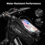 ROCKBROS Bicycle Frame Bag Top Tube Bags Phone Bag Touch Screen Below 6.5" Phone Waterproof