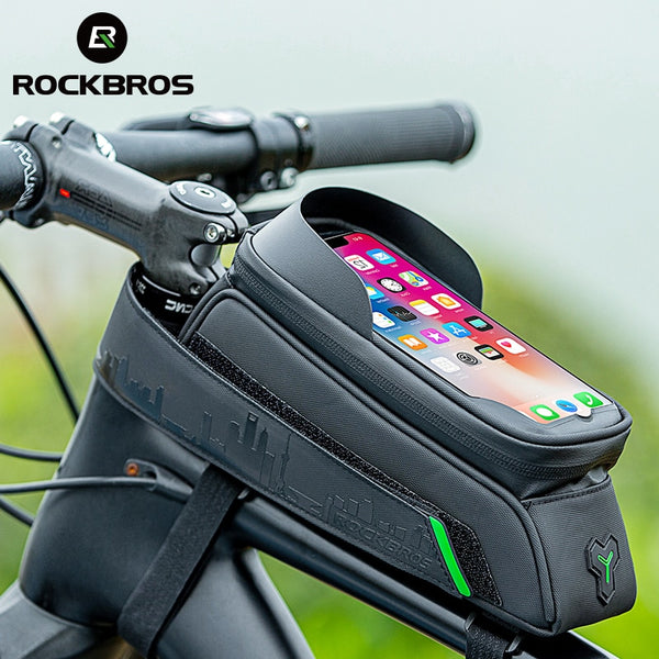 ROCKBROS Bicycle Bag Bike Front Tube Frame Bag Touch Screen Phone Bag Waterproof 5.8/6 Inch Cycling MTB