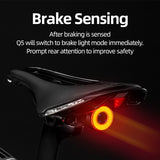 ROCKBROS Cycling Bicycle Auto Smart Sensor Brake Light Bike Taillight Rear Light IPx6 Waterproof Chargable