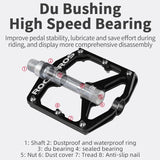 ROCKBROS Aluminum Alloy Bicycle Flat Pedals MTB Road Bike e-Bike City Bike BMX Platform Pedals Non-slip Seal Bearing Dustproof