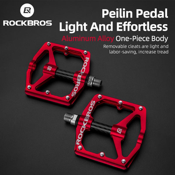 ROCKBROS Aluminum Alloy Bicycle Flat Pedals MTB Road Bike e-Bike City Bike BMX Platform Pedals Non-slip Seal Bearing Dustproof