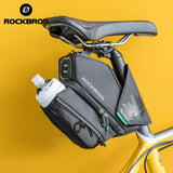 ROCKBROS Bicycle Saddle Bag MTB Road Bike Seatpost Tail Bag With Water Bottle Pocket Waterproof Reflective Bike Accessories