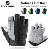 ROCKBROS Half Finger Cycling Gloves MTB Road Bike Bicycle Sports Gloves Shockproof Wear Resistant Breathable  Men Women