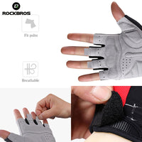 ROCKBROS Half Finger Cycling Gloves MTB Road Bike Bicycle Sports Gloves Shockproof Wear Resistant Breathable  Men Women