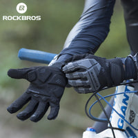 ROCKBROS Full Finger Cycling Gloves Bicycle Bike Sport Motorcycle Gloves SBR Thickened Palm Pad Shockproof Breathable Men Women