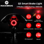 ROCKBROS Cycling Bicycle Auto Smart Sensor Brake Light Bike Taillight Rear Light IPx6 Waterproof Chargable