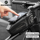 ROCKBROS  Bicycle Frame Bag w/ Phone Holder MTB Road Bike E-Bike City Bike Phone Bag Hard Shell Free Raincover Rainproof