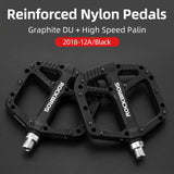 ROCKBROS Ultralight Nylon Bicycle Flat Pedals BMX MTB Road Bike Platform Pedals Seal Bearings