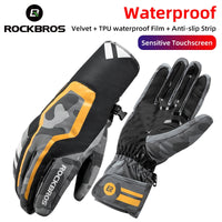 ROCKBROS Winter Warm Cycling Gloves Motorcycle Bike MTB Electric Bicycle Scooter Gloves Waterproof Touch Screen Windproof