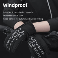 ROCKBROS Winter Full Finger Cycling Gloves Motorcycle Electric Bicycle Bike Outdoor Sport Skiiing Gloves Waterproof Touch Screen Keep Warm Long Finger