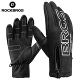 ROCKBROS Winter Full Finger Cycling Gloves Motorcycle Electric Bicycle Bike Outdoor Sport Skiiing Gloves Waterproof Touch Screen Keep Warm Long Finger