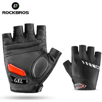 RockBros Cycling Gloves Bicycle Bike Motorcycle Sport Short Gloves Half Finger Silicone Gel Thickened Pad SBR Shockproof Breathable