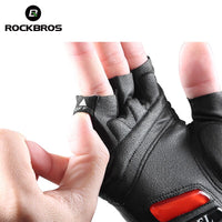 RockBros Cycling Gloves Bicycle Bike Motorcycle Sport Short Gloves Half Finger Silicone Gel Thickened Pad SBR Shockproof Breathable