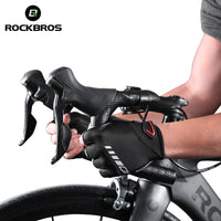 RockBros Cycling Gloves Bicycle Bike Motorcycle Sport Short Gloves Half Finger Silicone Gel Thickened Pad SBR Shockproof Breathable