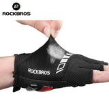 RockBros Cycling Gloves Bicycle Bike Motorcycle Sport Short Gloves Half Finger Silicone Gel Thickened Pad SBR Shockproof Breathable