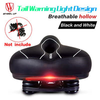 Leather MTB Road Bike Saddle Bicycle Seats Cushion With Tail Lights Warning Light Soft Comfortable Shockproof Breathable