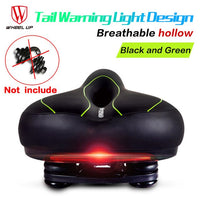 Leather MTB Road Bike Saddle Bicycle Seats Cushion With Tail Lights Warning Light Soft Comfortable Shockproof Breathable