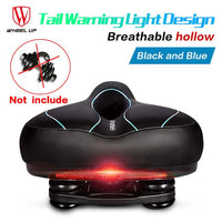 Leather MTB Road Bike Saddle Bicycle Seats Cushion With Tail Lights Warning Light Soft Comfortable Shockproof Breathable