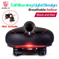 Leather MTB Road Bike Saddle Bicycle Seats Cushion With Tail Lights Warning Light Soft Comfortable Shockproof Breathable