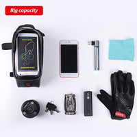 Bicycle Touch Screen Phone Bags Front Frame Top Tube Bag Rainproof MTB Road Bike Cycling Bags 6.0 Inches Bike Cell Phone Cases Holder