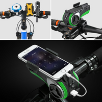 ROCKBROS 5 in 1 Bicycle Front Light Headlight Lamp Bike Computer Phone Holder Bluetooth Audio MP3 Player Speaker 4400mAh Power Bank Bell Horn Waterproof