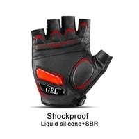 RockBros Cycling Gloves Bicycle Bike Motorcycle Sport Short Gloves Half Finger Silicone Gel Thickened Pad SBR Shockproof Breathable