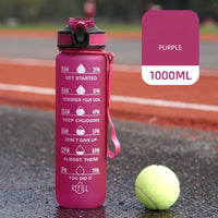 1L Portable Sports Water Bottle with Straw Fitness Cycling Bike Gym Travel Drinking Water Bottle Cup Jug with Time Marker