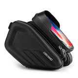 Waterproof Bike Frame Bag Front Top Tube Bag 6.2 Inch Touch Screen Phone Bag Holder Bicycle Double Pouch Bag Cycling Accessories