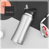 304 Stainless steel Sports Water Bottle with Straw Fitness Cycling Bike Gym Travel Drinking Water Bottle Cup Jug