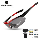 Rockbros Polarized Cycling Glasses Sports Sunglasses MTB Road Bike Bicycle Goggles Eyewear 5 Lens Men Women Riding Protection