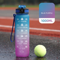 1L Portable Sports Water Bottle with Straw Fitness Cycling Bike Gym Travel Drinking Water Bottle Cup Jug with Time Marker