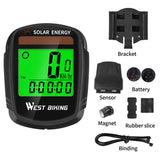 Solar Power Wireless Bicycle Computer Speedometer Odometer Multifunctional MTB Computer