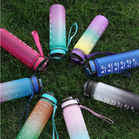 1L Portable Sports Water Bottle with Straw Fitness Cycling Bike Gym Travel Drinking Water Bottle Cup Jug with Time Marker