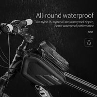 Waterproof Bike Frame Bag Front Top Tube Bag 6.2 Inch Touch Screen Phone Bag Holder Bicycle Double Pouch Bag Cycling Accessories