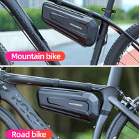 ROCKBROS Hard Shell Cycling Bicycle Frame Bag MTB Road Bike Top Tube Bag Carbon Pattern Waterproof