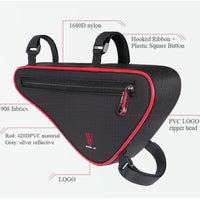 Nylon MTB Road Bike Bag Front Frame Bag Cycling  Bicycle Triangle Bags Large Capacity Reflective Panniers