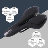 GEL Bicycle Saddle Breathable MTB Road Bike Front Seat Cushion Reflective Tape Shock Absorbing System