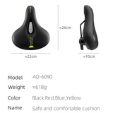 ROCKBROS Bicycle Saddle MTB Road Bike E-Bike Seat Rainproof PU Leather Soft Memory Sponge Shockproof Reflective